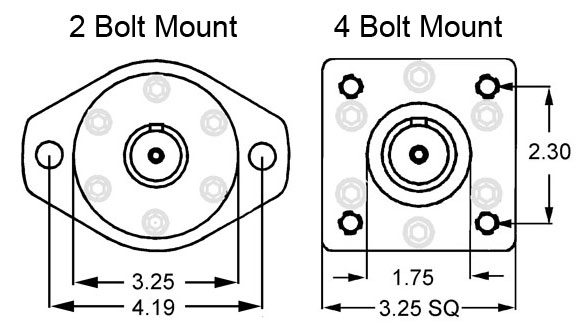 2 bolt and 4 bolt hydraulic motor mounts