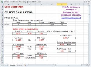 Hydraulic Cylinder Pressure Chart